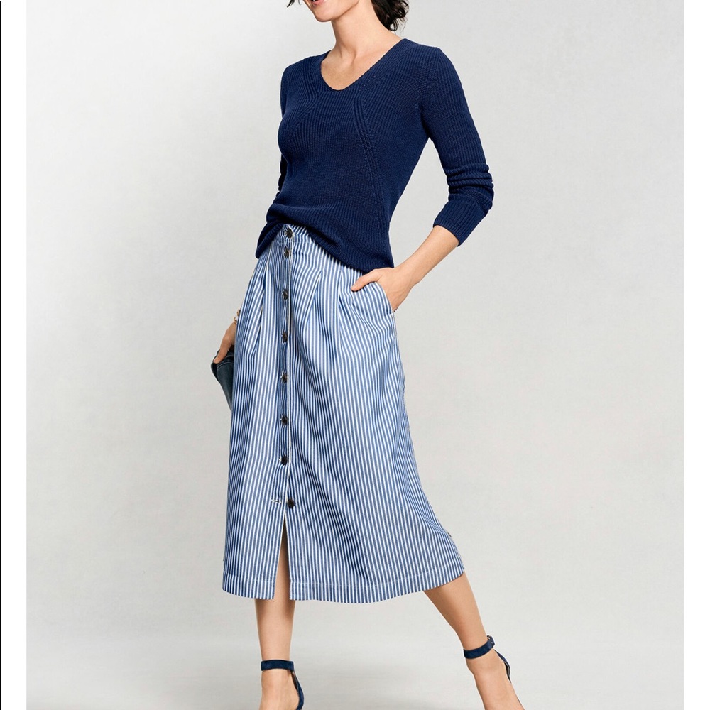 Sold STRIPE BUTTON FRONT PLEATED SKIRT